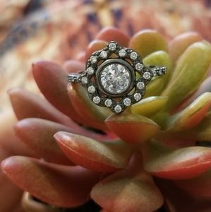 Black Silver CZ Ring